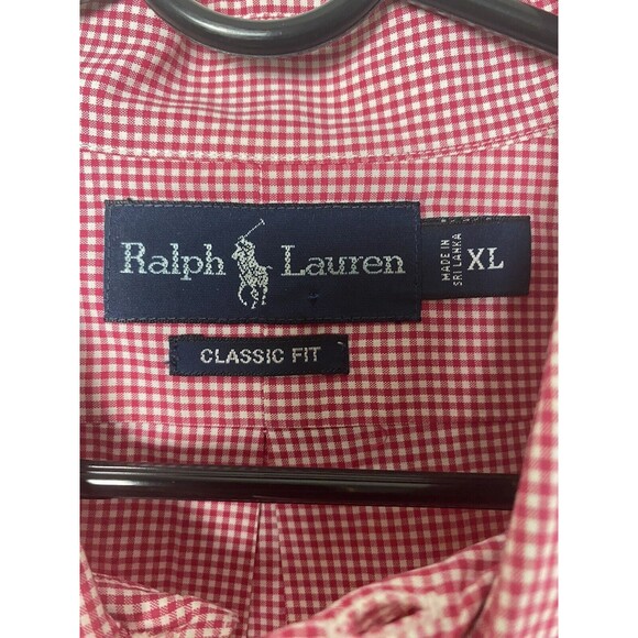 RALPH LAUREN Men’s Short Sleeve Button Up Red Check Shirt Classic Fit XL - Picture 10 of 14